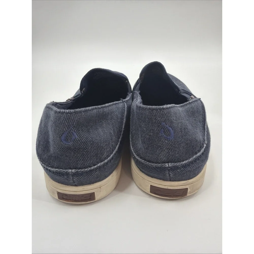 OluKai Kahu Men 8.5 Navy Blue Fabric Slip On Boat Shoes/Loafers/Sneakers